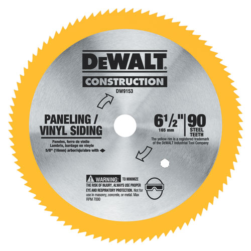 DeWalt DW9153 Vinyl/Paneling Steel Circular Saw Blade 61/2", 90T