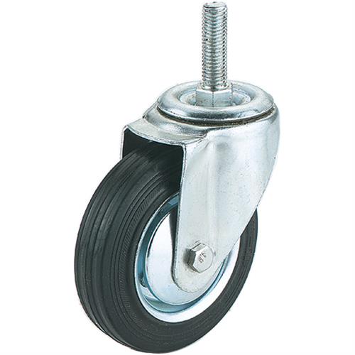 Steelex D2545 Black Rubber Caster 61/4" Swivel Threaded