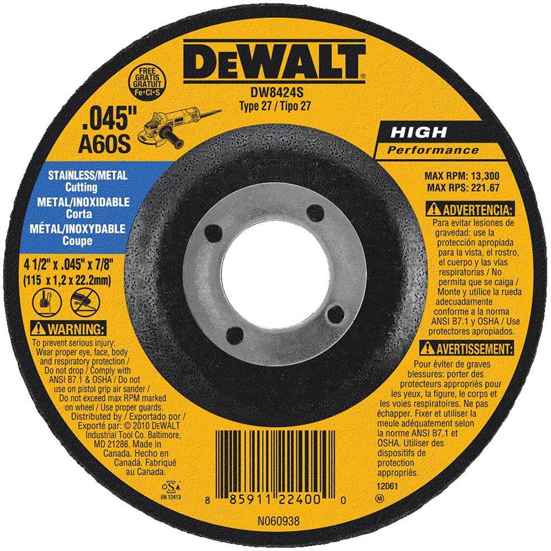 DeWalt DW8424S Stainless Steel Cutting Wheel 41/2" 25 Pak