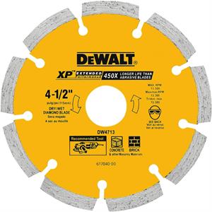 DeWalt DW4713 Segmented Rim Diamond Blade 4-1/2" Segmented Rim Diamond Blade 4-1/2"